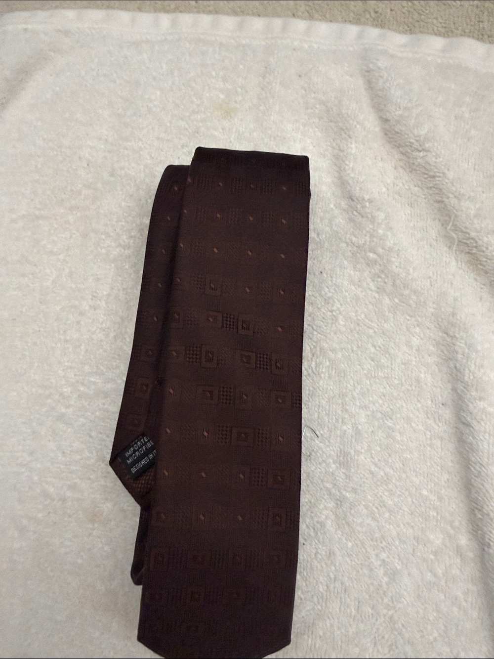 Vintage Men's Brown Patterned Silk Tie - ""